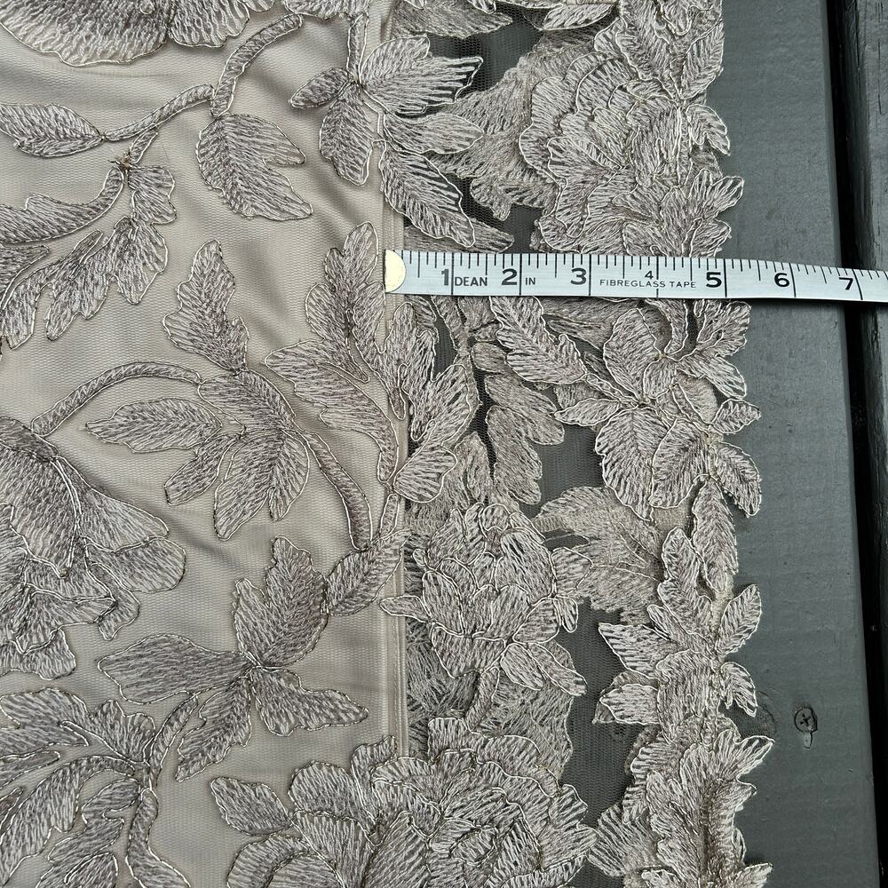 Tadashi Shoji Chloe Embroidered Lace Tulle Illusion Boat Neck Gold Dress 10 - Picture 16 of 16